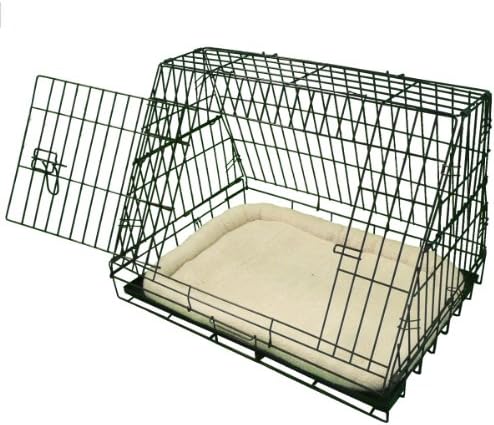 Ellie-Bo Black Deluxe Slanted Medium 30-inch Folding Dog Cage/Crate with Metal Tray and Dog Bed Mat