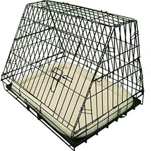 Ellie-Bo Black Deluxe Slanted Medium 30-inch Folding Dog Cage/Crate with Metal Tray and Dog Bed Mat