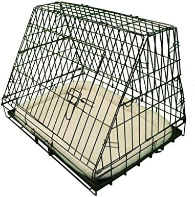 Ellie-Bo Black Deluxe Slanted Medium 30-inch Folding Dog Cage/Crate with Metal Tray and Dog Bed Mat