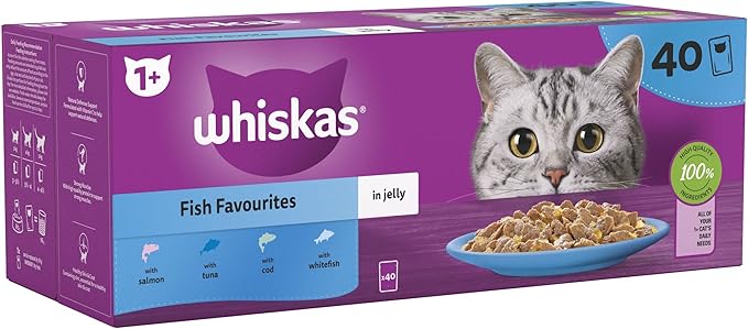 Whiskas 1+ Adult Cat Fish Selection Pouches in Jelly, 40 x 85 g