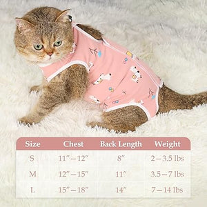 ANWA 2 Pack Cat Recovery Suit - Breathable Cat Surgery Recovery Suit Female, Cat Onesie for Cats After Surgery, Cat Spay Recovery Suit Female Abdominal Wounds