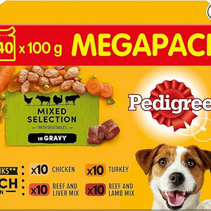 Pedigree Mixed Selection in Gravy 40 Pouches, Adult Wet Dog Food, Megapack (40 x 100 g) (Copy)