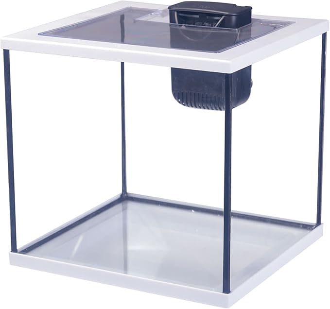 Interpet Aqua Cube Glass Fish Tank Aquarium with Integrated LED Lighting and Easy Care Filter, 28L, Clear/White