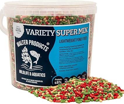 Walters Variety Super Mix (5L Tub) | Pond Fish Food for Goldfish, Koi and all Cold Water Pond Fish | Nutritional Floating Fish Food Pond Pellets and Sticks in Stay Fresh EasyTubs