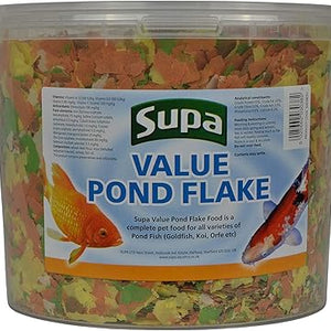 Supa Value Pond Flake Fish Food, 3 Litre Bucket | Premium Quality Koi & Pond Fish Food | Provides A Balanced Diet