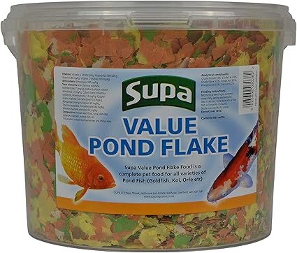 Supa Value Pond Flake Fish Food, 3 Litre Bucket | Premium Quality Koi & Pond Fish Food | Provides A Balanced Diet