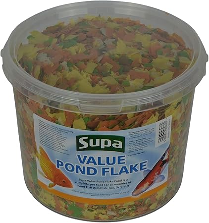 Supa Value Pond Flake Fish Food, 3 Litre Bucket | Premium Quality Koi & Pond Fish Food | Provides A Balanced Diet