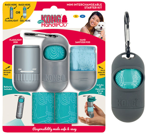 Kong HandiPOD Mini Interchangeable Poop Bag, Sanitiser and Flashlight Starter Kit