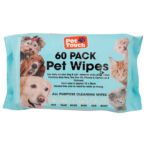 Pet Touch Pet Wipes Suitable for Cats & Dogs Alcohol Free